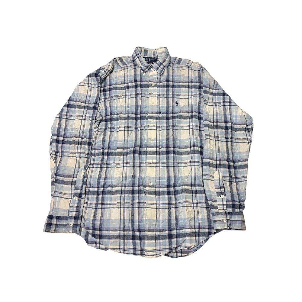 Ralph Lauren Blake Plaid Long Sleeve Button Down Shirt Men Size XL Blue